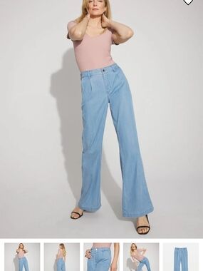 NWT White House Black Market Light Blue High-Rise Wide Leg Jeans